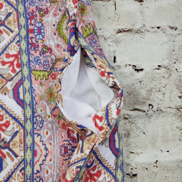 Rachel Zoe Dress Aztec Print Linen Pockets Colorful Vacation Casual Tapestry S - Picture 6 of 10